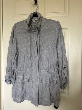Croft & Barrow Blue Drawstring Utility Jacket